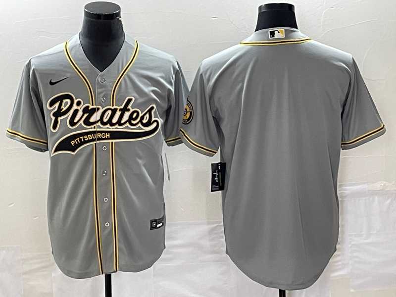 Men%27s Pittsburgh Pirates Blank Grey Cool Base Stitched Baseball Jersey
